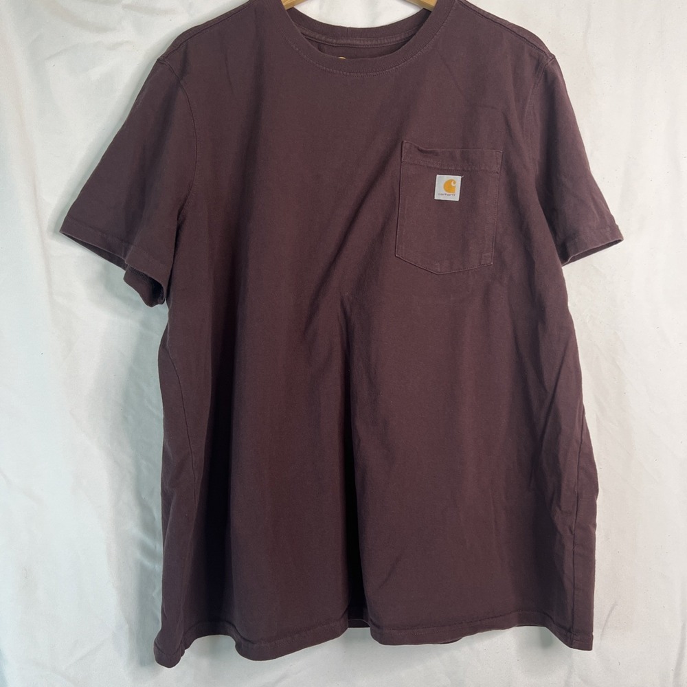 Carhartt Original Fit Mens T-Shirt Dark Purple Chest Pocket Size 1 X (16W/18W)